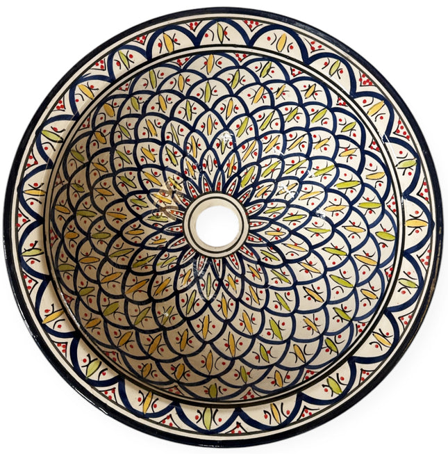 Vasque marocaine - colorée - lavabo en céramique (à poser) - Ø 40 cm