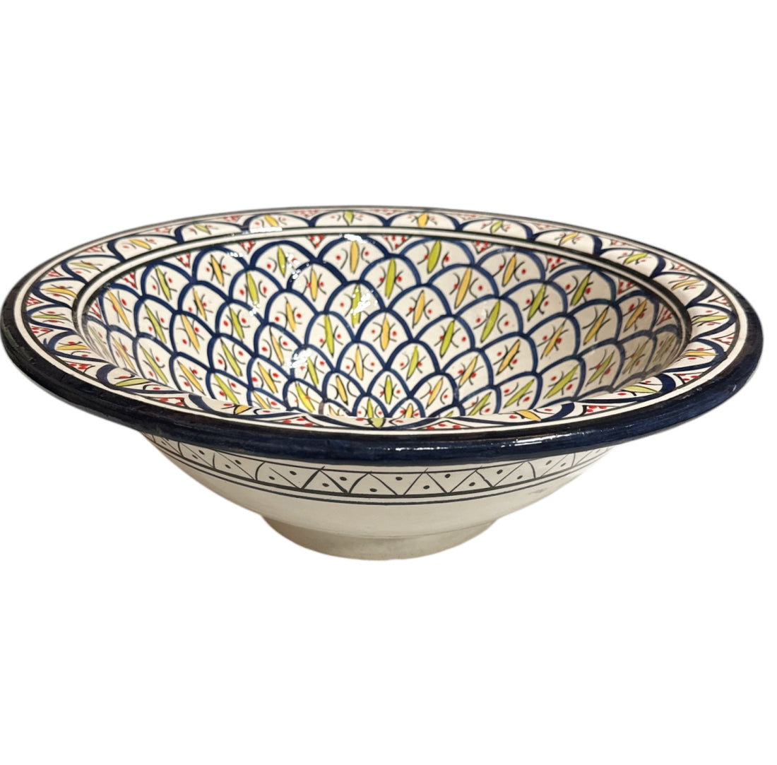 Marokkaanse waskom – ronde opbouw wasbak van aardewerk, Ø 40 cm, kleurrijk