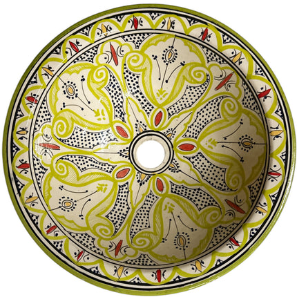 Vasque marocaine Asfi - colorée - lavabo (à poser) en faïence - Ø 40 cm