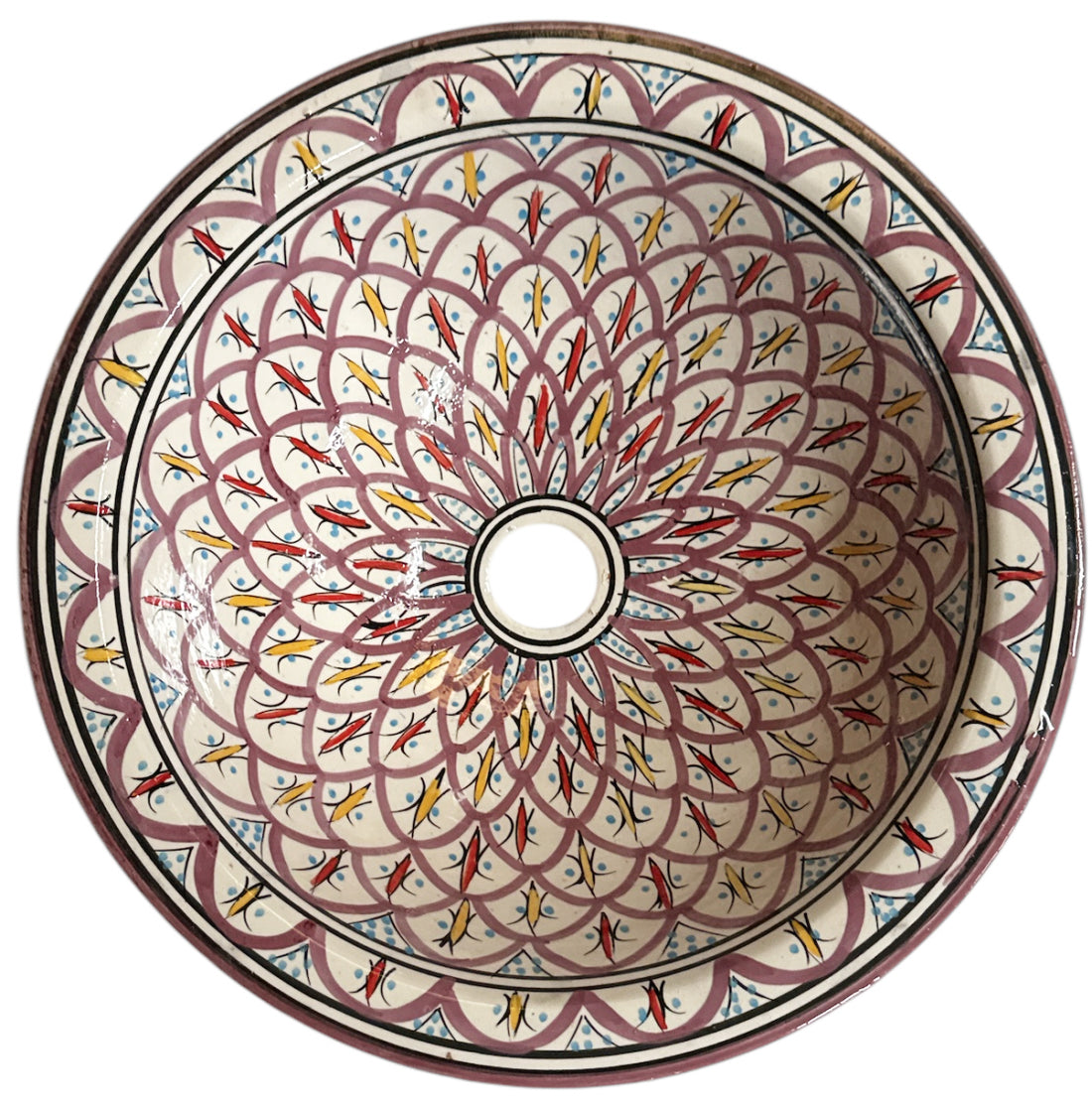 Marokkaanse waskom - kleurrijk - aardewerk (opbouw) wasbak - Ø 40 cm