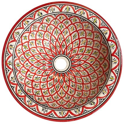Vasque marocaine Asfi - colorée - lavabo (à poser) en faïence - Ø 40 cm