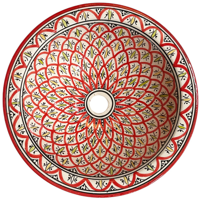 Vasque marocaine Asfi - colorée - lavabo (à poser) en faïence - Ø 40 cm