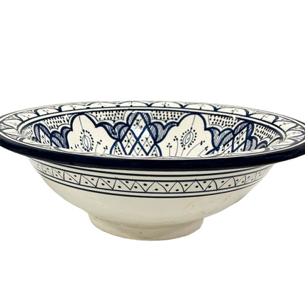Lavabo en céramique marocaine Ø 40 cm bleu