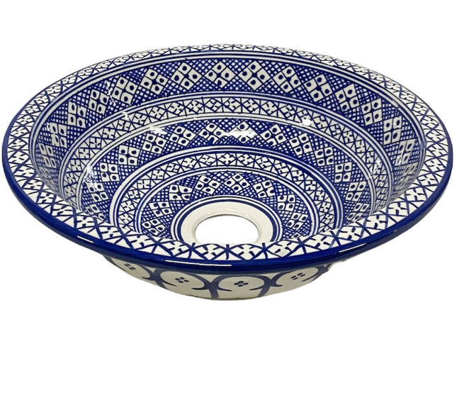 Vasque en céramique marocaine bleu et blanc