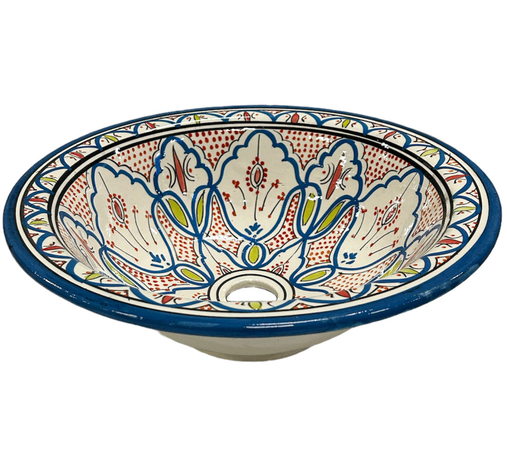 Moroccan ceramic washbasin (countertop) sink Ø 40 cm blue