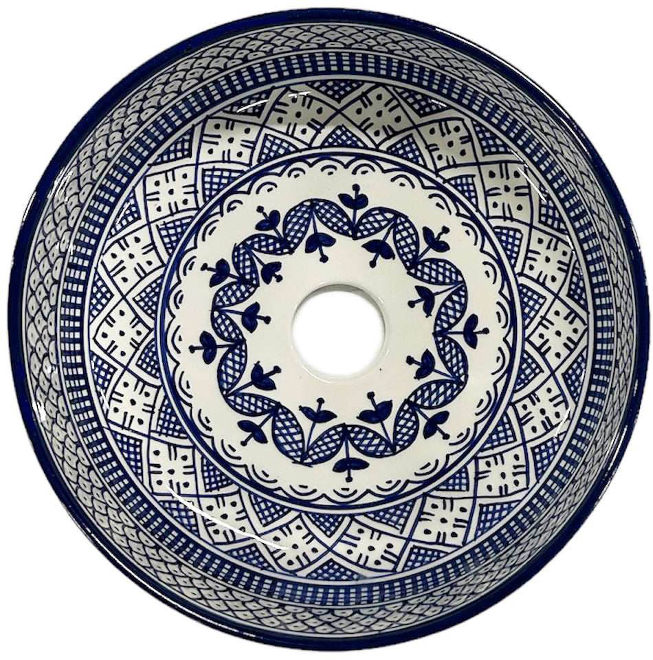 Marokkanisches Keramikwaschbecken 28 cm blau