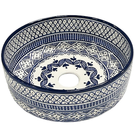 Vasque marocaine en céramique 35 cm bleue