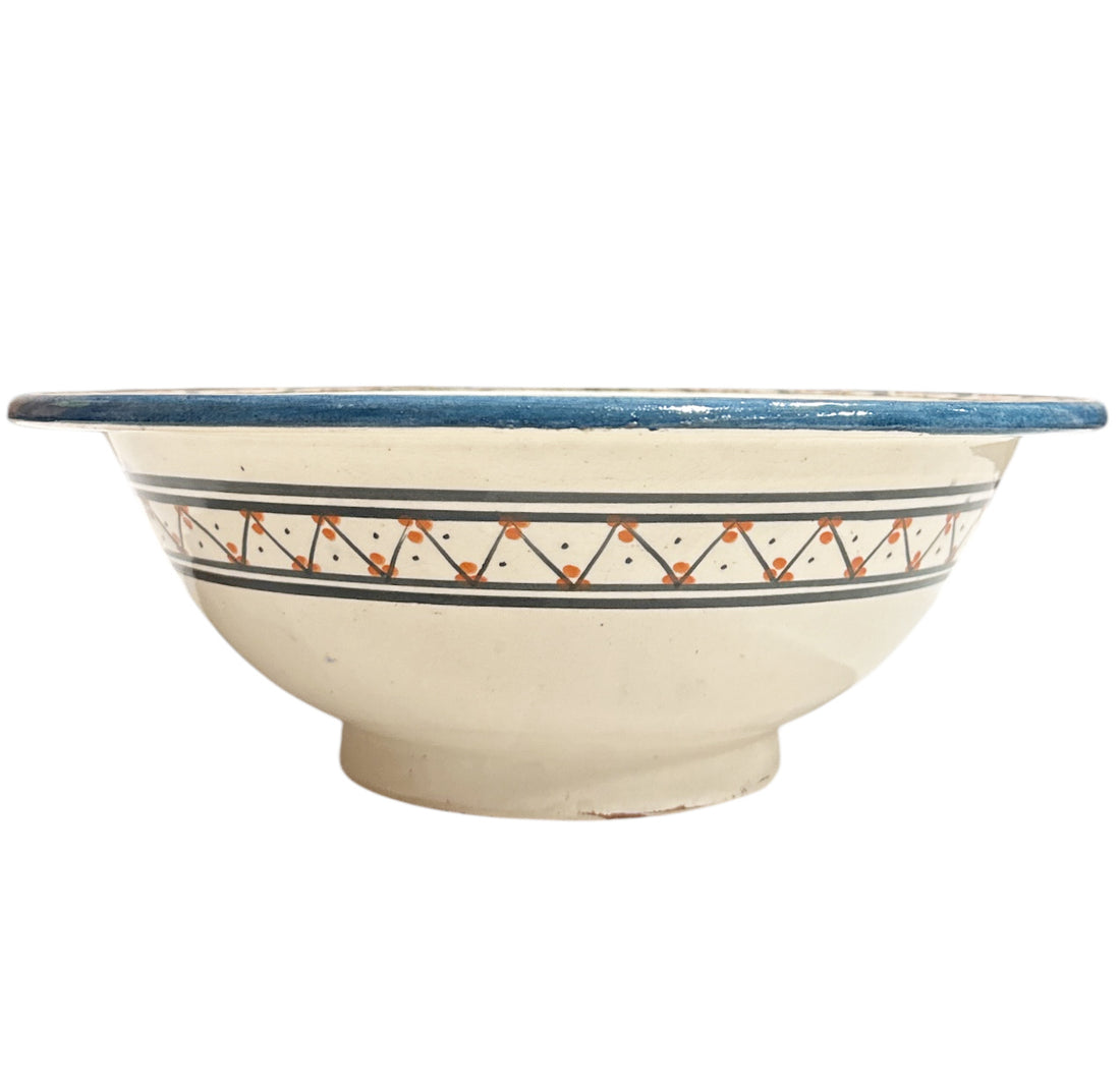 Ronde opbouw waskom turquoise – handgemaakte Marokkaanse wasbak, Ø 35 cm – foto 3
