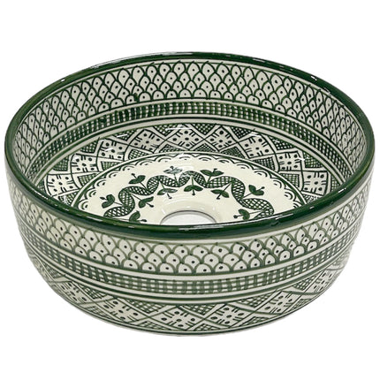 Vasque à poser marocaine en céramique 28 cm vert clair