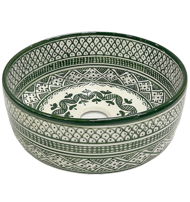 Vasque à poser marocaine en céramique 28 cm vert clair