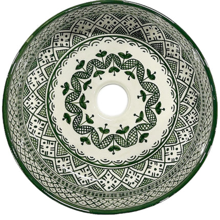 Vasque à poser marocaine en céramique 28 cm vert clair