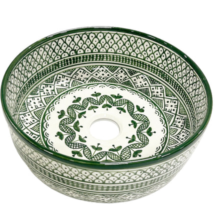 Vasque à poser marocaine en céramique 28 cm vert clair