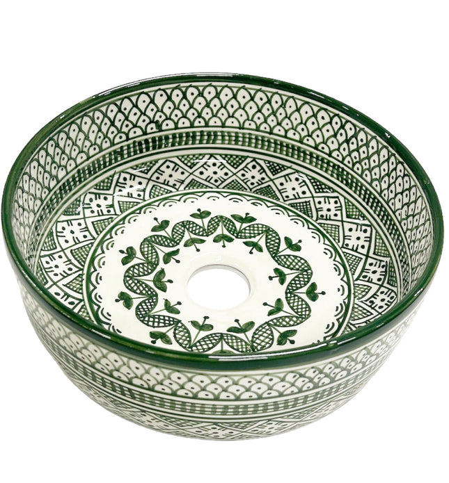 Vasque à poser marocaine en céramique 28 cm vert clair