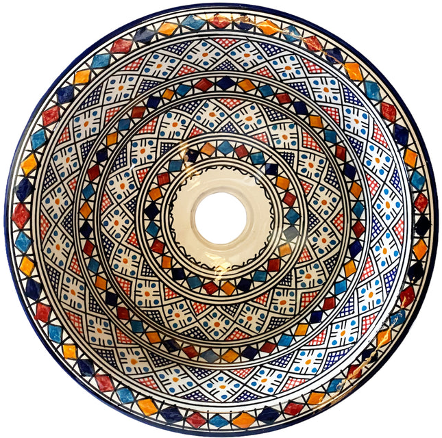 Lavabo en céramique marocain vasque coloré Ø 38 cm rond