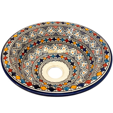 Lavabo en céramique marocain vasque coloré Ø 38 cm rond