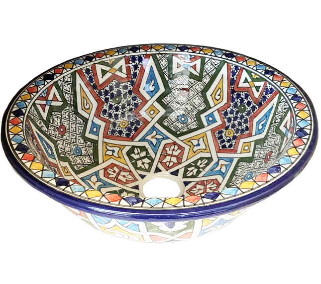 Vasque marocaine FEZ - peinte à la main avec des motifs colorés