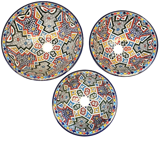 Vasque marocaine FEZ - peinte à la main avec des motifs colorés