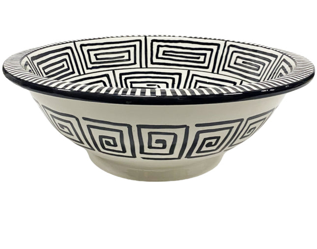 Vasque en céramique marocaine noire et blanche Ø 40 cm