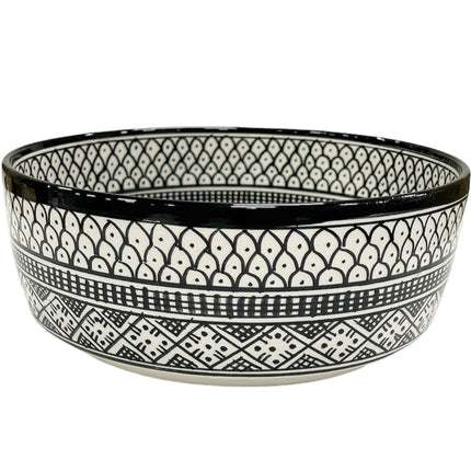 Vasque en céramique marocaine 35 cm noir et blanc