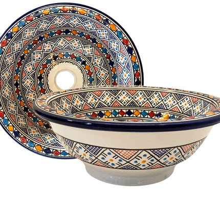 Lavabo en céramique marocain vasque coloré Ø 38 cm rond