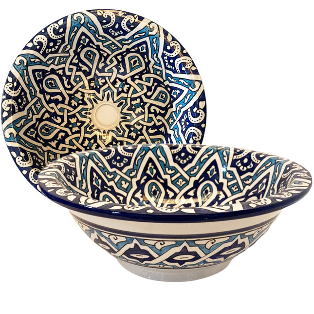 Vasque en céramique marocaine lavabo Ø 35 cm rond