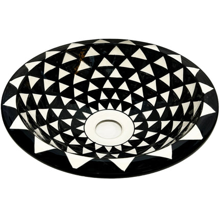 Vasque marocaine FEZ - peinte à la main noir et blanc