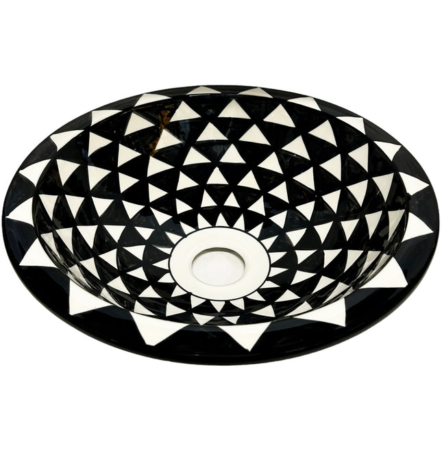 Vasque marocaine FEZ - peinte à la main noir et blanc
