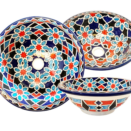 Vasque ronde unique faite à la main - Lavabo marocain
