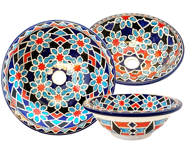 Vasque ronde unique faite à la main - Lavabo marocain