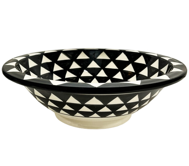 Vasque marocaine FEZ - peinte à la main noir et blanc