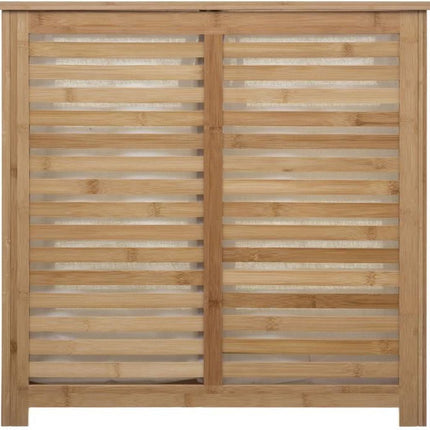 Panier à linge en bambou - Double bac - Compartiment 2x 50 litres - 58 x 40 x 60 cm - avec couvercle