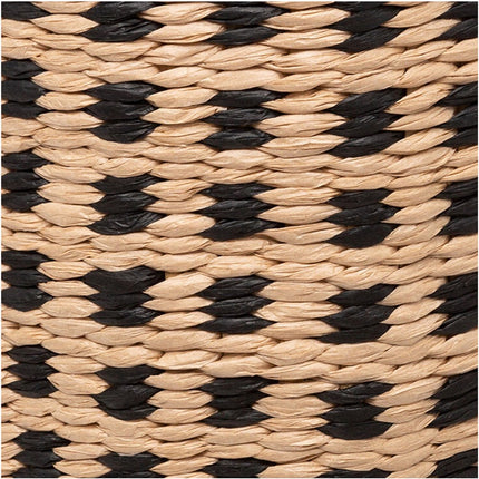 Panier à linge en jonc tressé - beige/noir - 64 litres - 33 x 33 x 53 cm