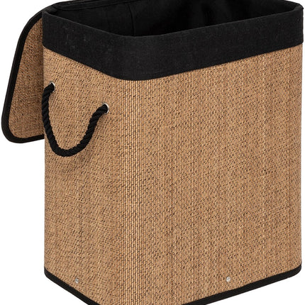 5Five Panier à linge avec couvercle - bois de bambou - 60 Litres - naturel noir - 41 x 30 x 50 cm