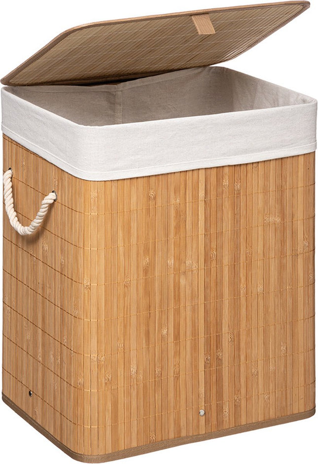 5Five Panier à linge en bambou - 60 litres - 41 x 30 x 50 cm - avec couvercle