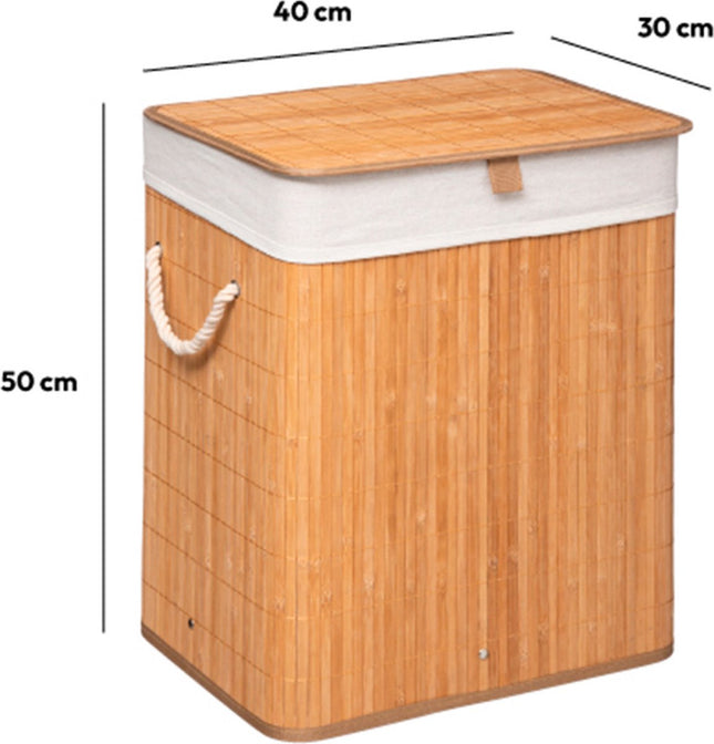 5Five Panier à linge en bambou - 60 litres - 41 x 30 x 50 cm - avec couvercle