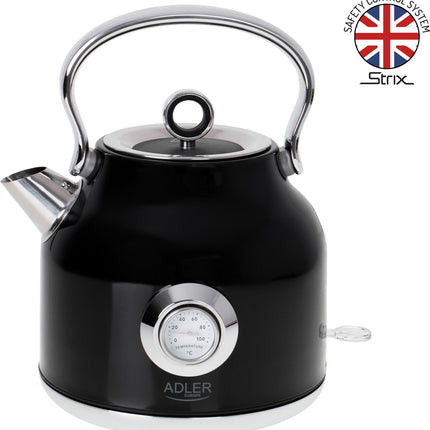 Bouilloire avec thermomètre - noire - 1,7 litre - métal