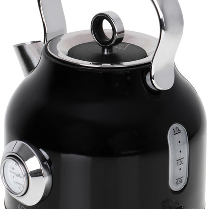 Bouilloire avec thermomètre - noire - 1,7 litre - métal