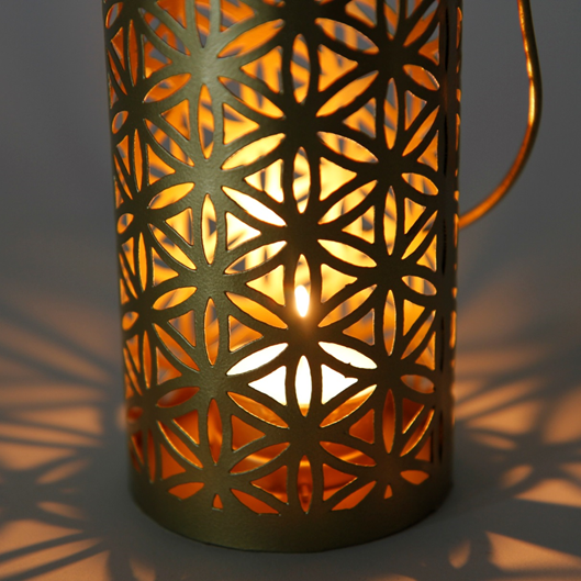 Antique-style gold-tone metal tea light holder