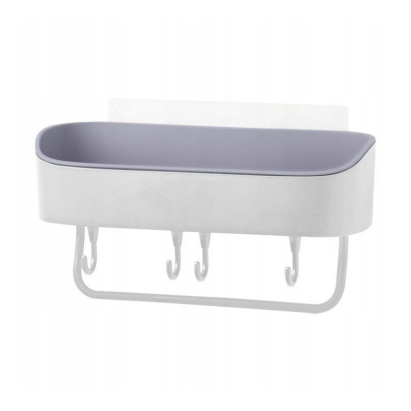 Badkamerplank voor cosmetica – hangende organizer met 4 haken en handdoekrekje