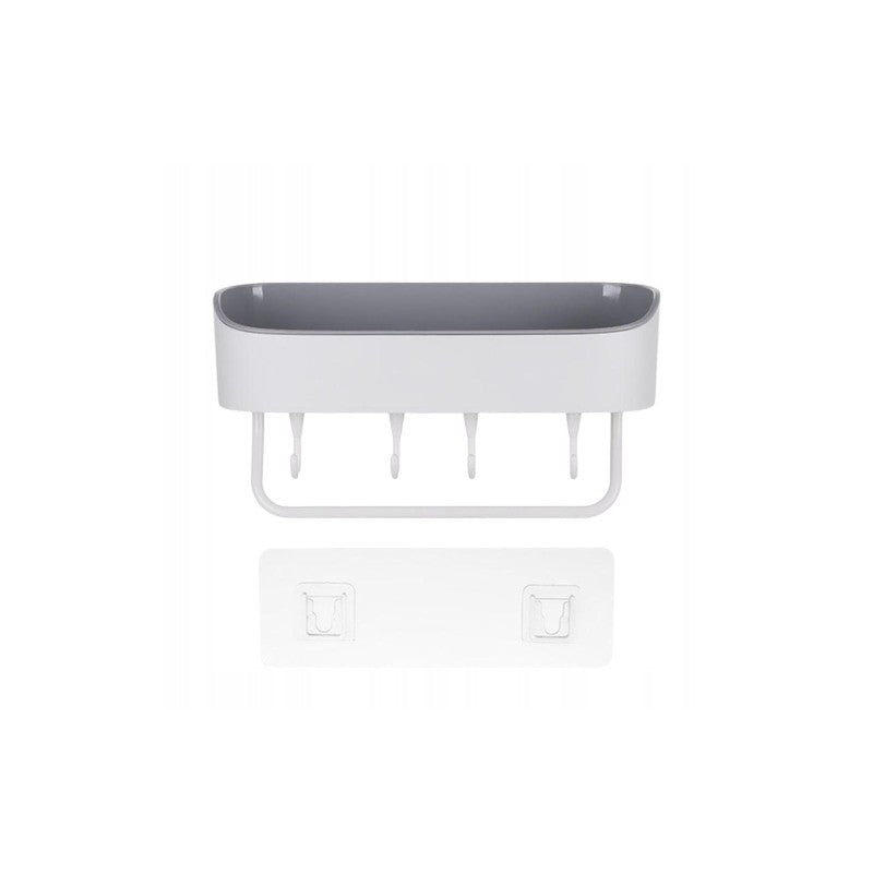 Badkamerplank voor cosmetica – hangende organizer met 4 haken en handdoekrekje – foto 2