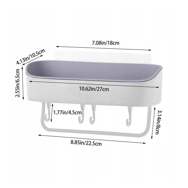 Badkamerplank voor cosmetica – hangende organizer met 4 haken en handdoekrekje – foto 5