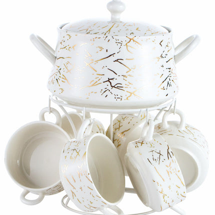 Soupière - Service à soupe porcelaine Marbre