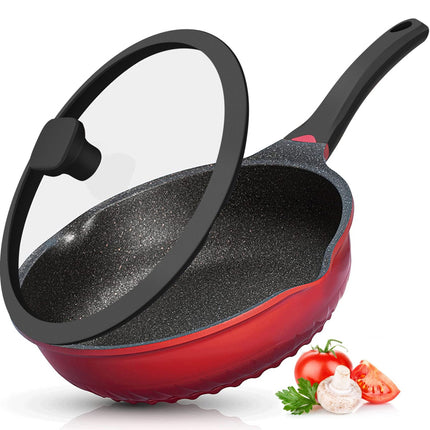 Poêle multifonction 3 en 1 avec couvercle + Wok + Sauteuse 28 cm - rouge
