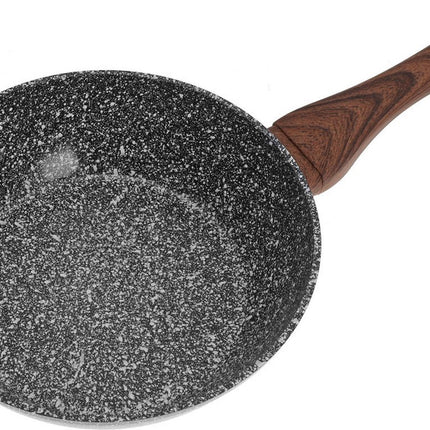 Wok avec couvercle - Granit / bois - 24 cm