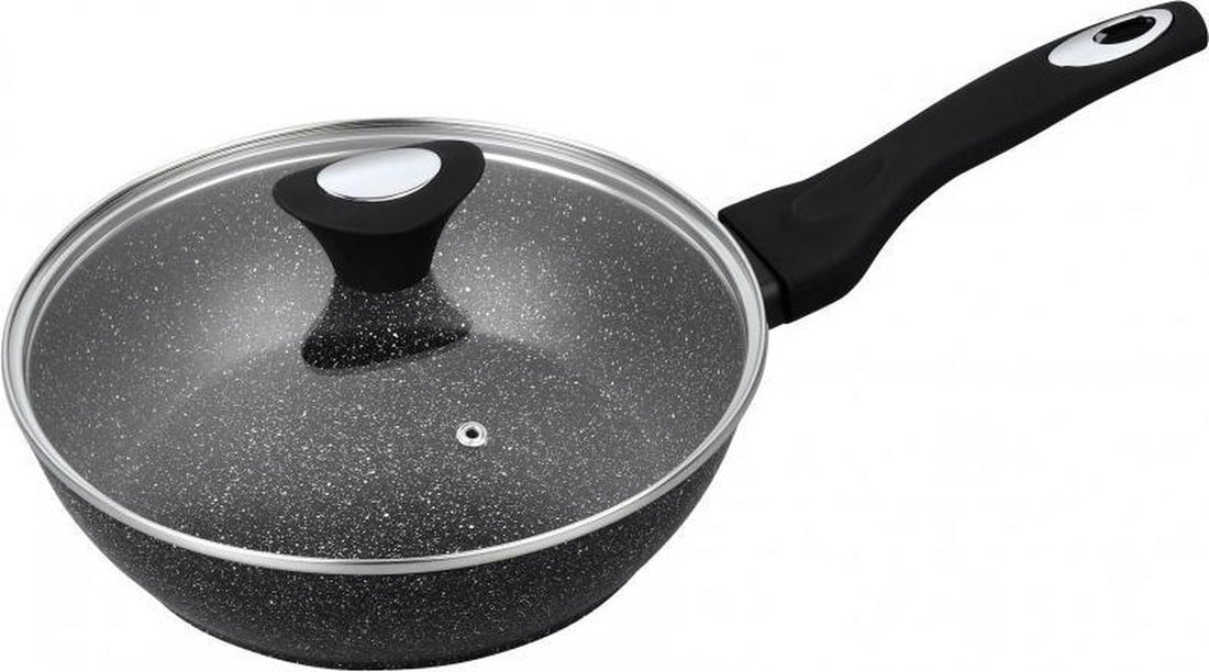 Klausberg - Wok pan with lid - Ø24 cm - Marble / Ceramic coating - All heat sources - Black