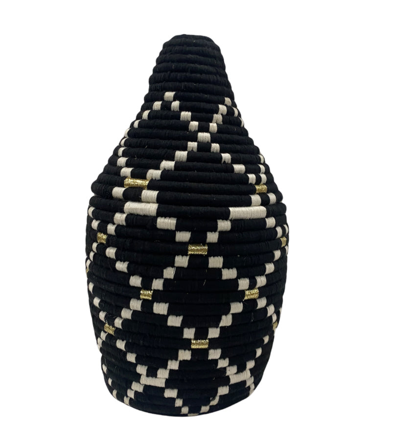 Wool Berber basket black and gold