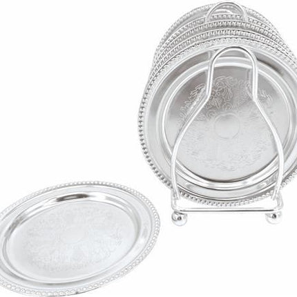 Dessous de verres 6 pièces avec support argent