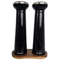 Klausberg 7705 zout- en pepermolen set – zwart glans, houten standaard