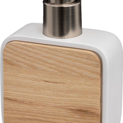 Distributeur de savon - blanc - 10 x 15 cm - 200 ml - bambou