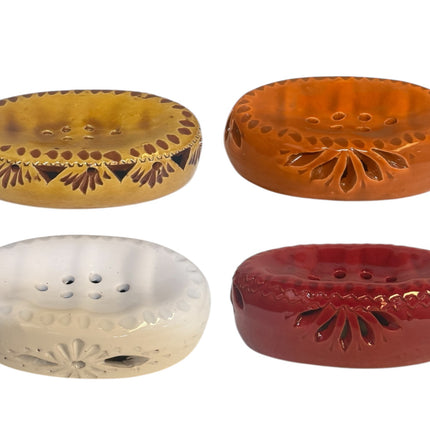 Porte-savon en faïence fait main – 13 x 9 cm – Design traditionnel